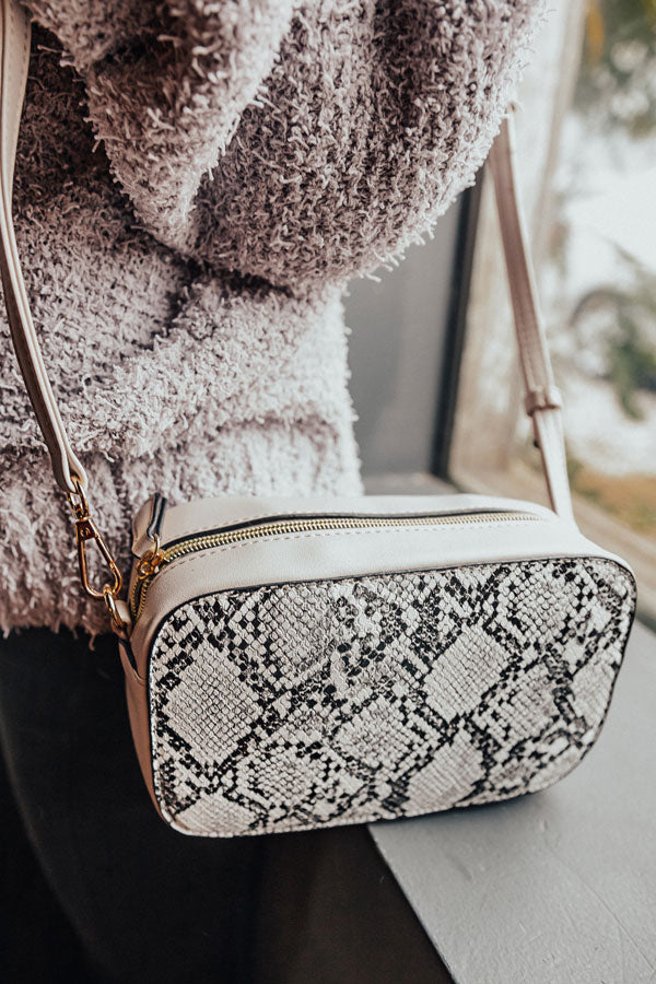 Bliss List Snake Print Crossbody In Grey