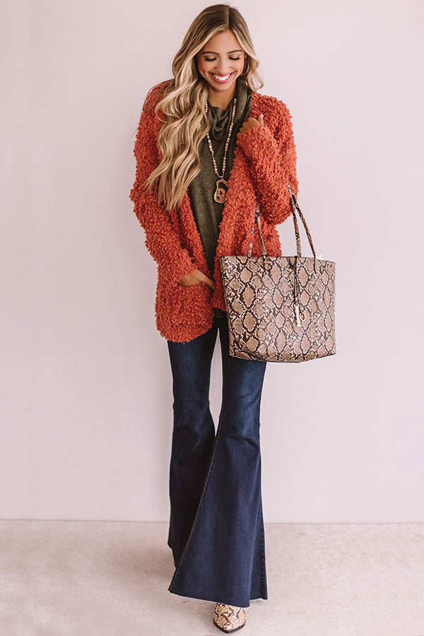 Marshmallow Delight Knit Cardigan In Tangerine Image - 3