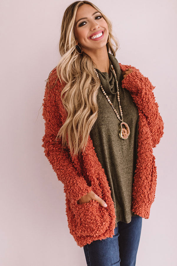Marshmallow Delight Knit Cardigan In Tangerine Image - 5