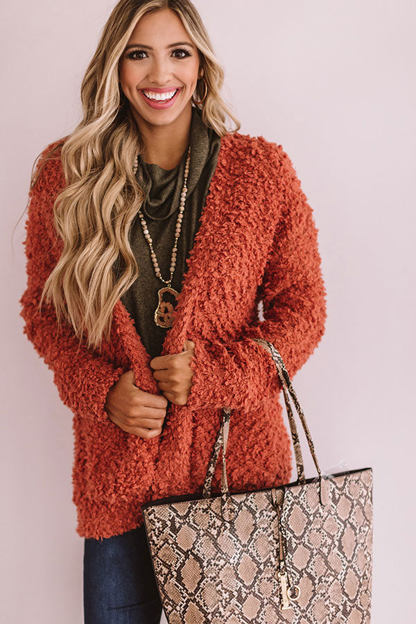 Marshmallow Delight Knit Cardigan In Tangerine Image - 4