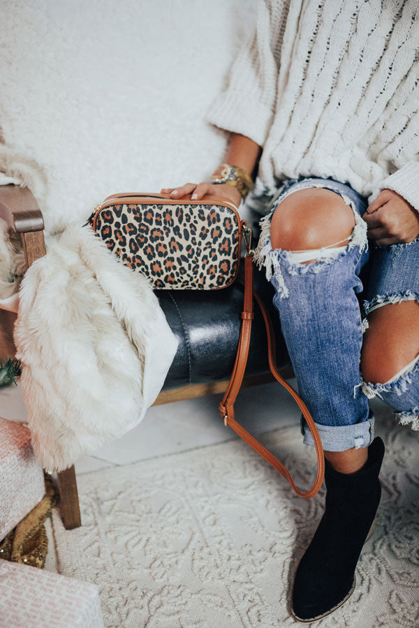 Pure Grandeur Leopard Crossbody In Brown