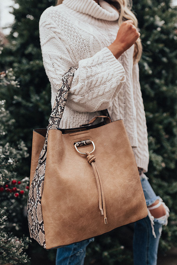 The City Life Faux Leather Tote In Tan