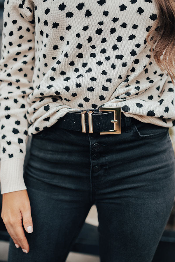 Fame Game Faux Suede Belt in Black
