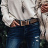 Fame Game Faux Suede Belt in Mocha Image - 1