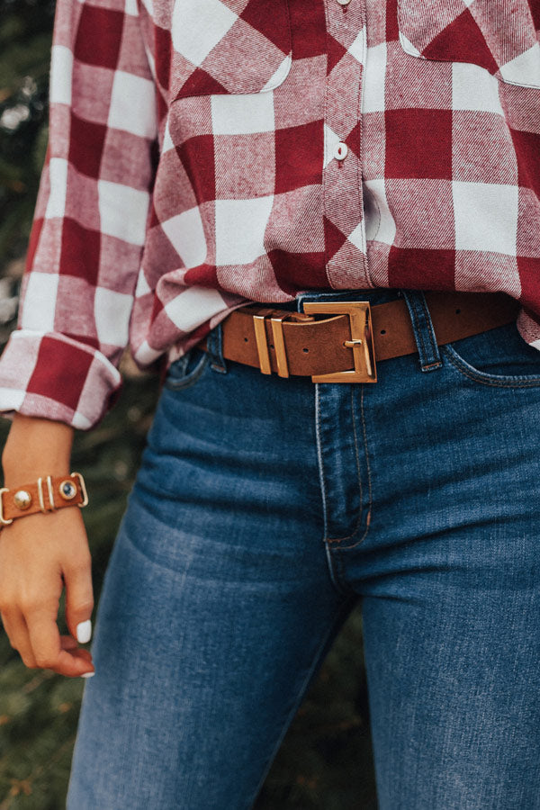 Fame Game Faux Suede Belt in Brown