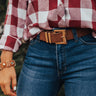 Fame Game Faux Suede Belt in Brown Image - 1