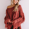 Cinnamon Sugar Kisses Fringe Sweater In Wine Image - 1