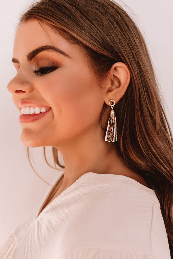 Pass The Prosecco Snake Print Earrings In Brown Image - 3