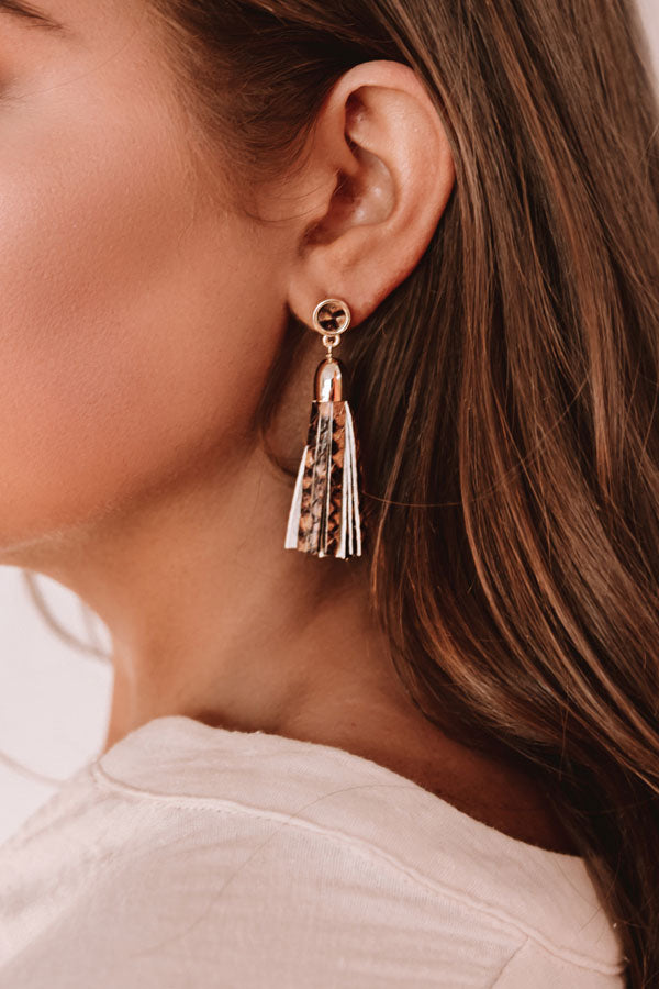 Pass The Prosecco Snake Print Earrings In Brown Image - 2