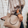 Style Maven Faux Leather Tote In Taupe Image - 1