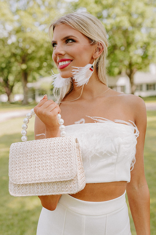 Cocktail Hour Feather Earrings In Ivory