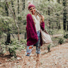 Bombshell Snuggles Knit Cardigan In Wine Image - 1