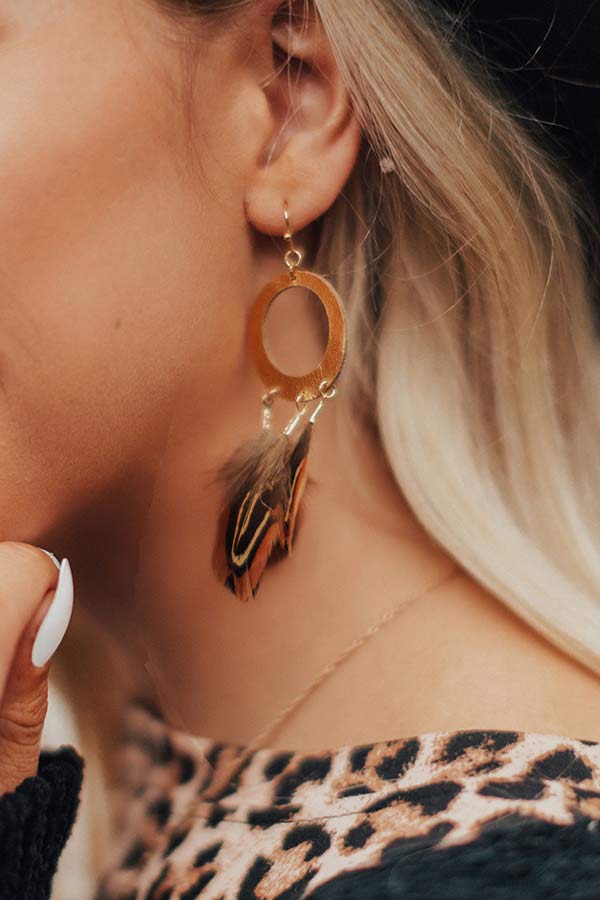 In The Mix Feather Earrings In Gold Image - 1