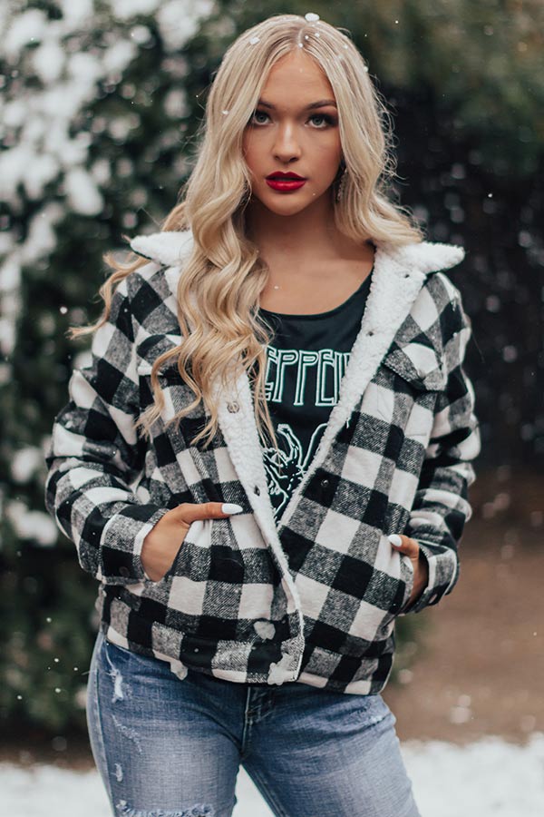 Winter Whisper Plaid Jacket In White Image - 1