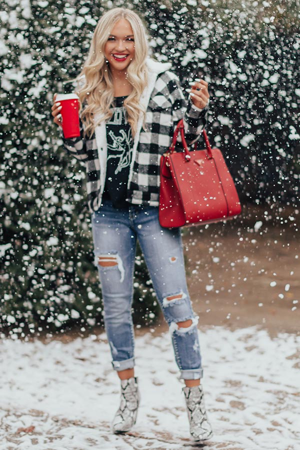 Winter Whisper Plaid Jacket In White Image - 2