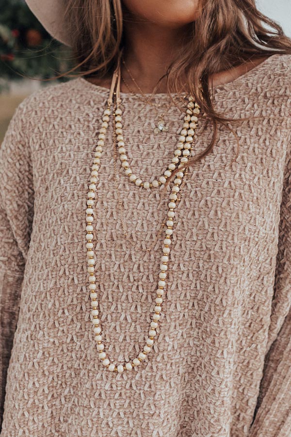 Into The Music Beaded Layered Necklace In Cream