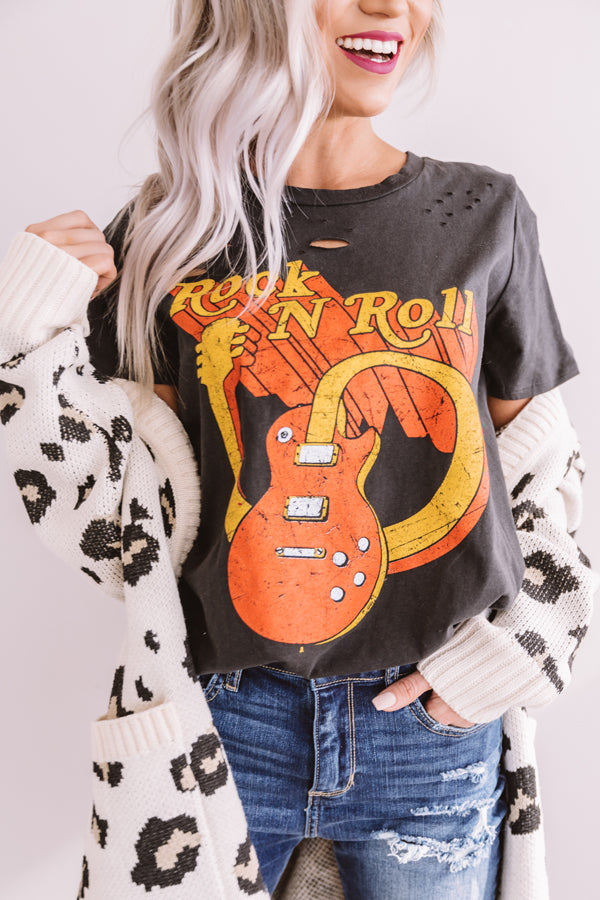 Rock N' Roll Distressed Boyfriend Tee