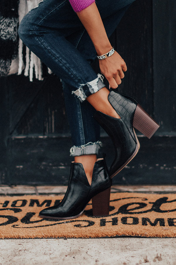 The Florence Faux Leather Bootie in Black