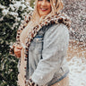 Glacier Nights Faux Fur Lined Denim Jacket in Leopard  Curves Image - 1