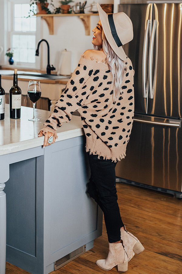 You Had Me At Merlot Distressed Sweater in Mocha Image - 3