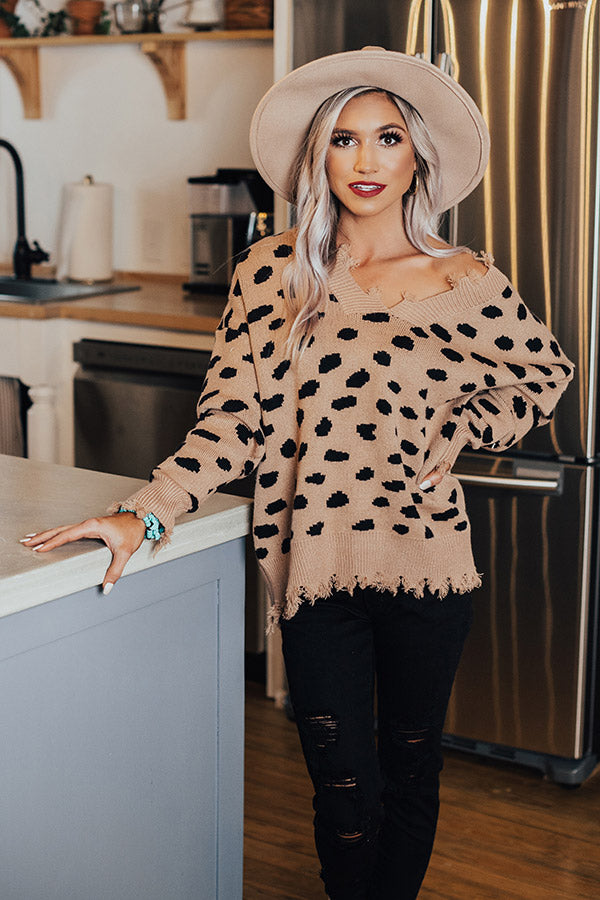 You Had Me At Merlot Distressed Sweater in Mocha Image - 4
