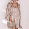Darling Dance Snake Print Shimmer Shift Dress in Warm Taupe Image - 1