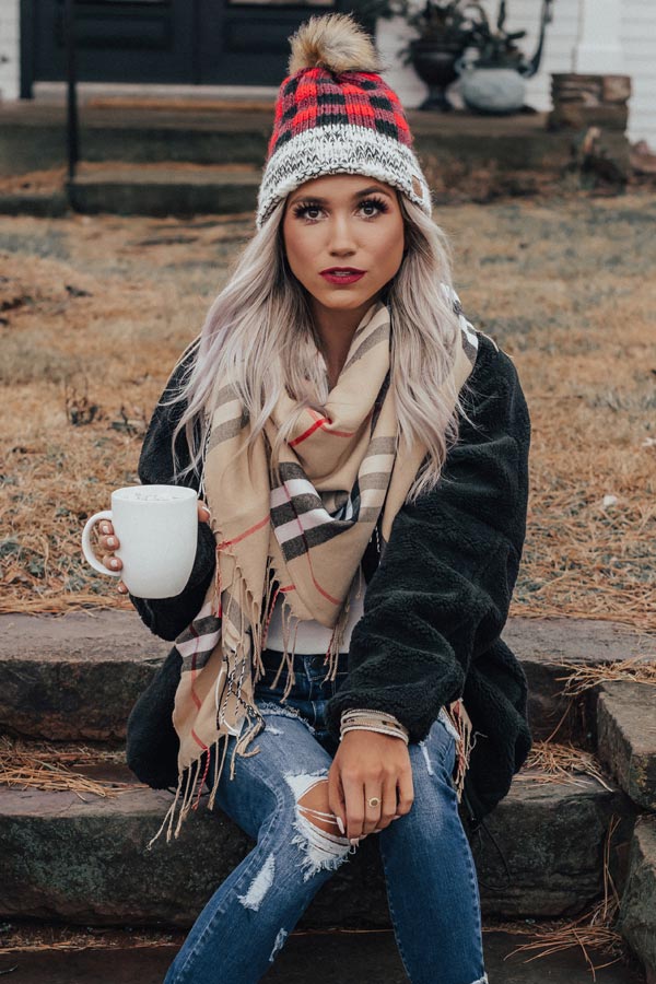 French Alps Plaid Blanket Scarf