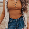 Thinking Of You Ribbed Bodysuit In Camel Image - 1