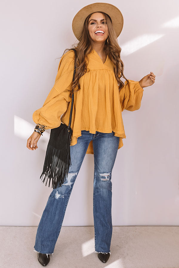 Chic Charms Babydoll Top In Golden Honey Image - 2