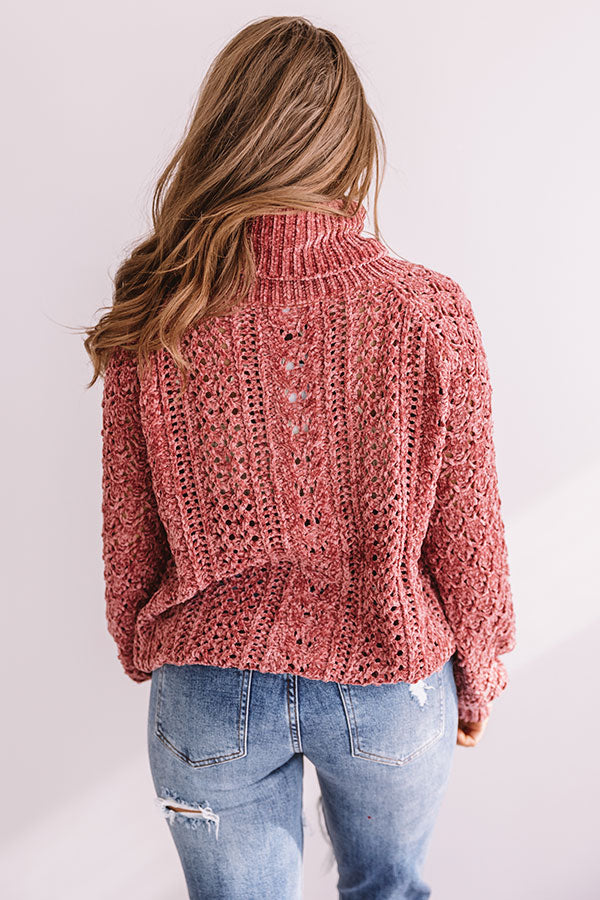Talk Comfy To Me Chenille Knit Sweater In Rustic Rose Image - 4