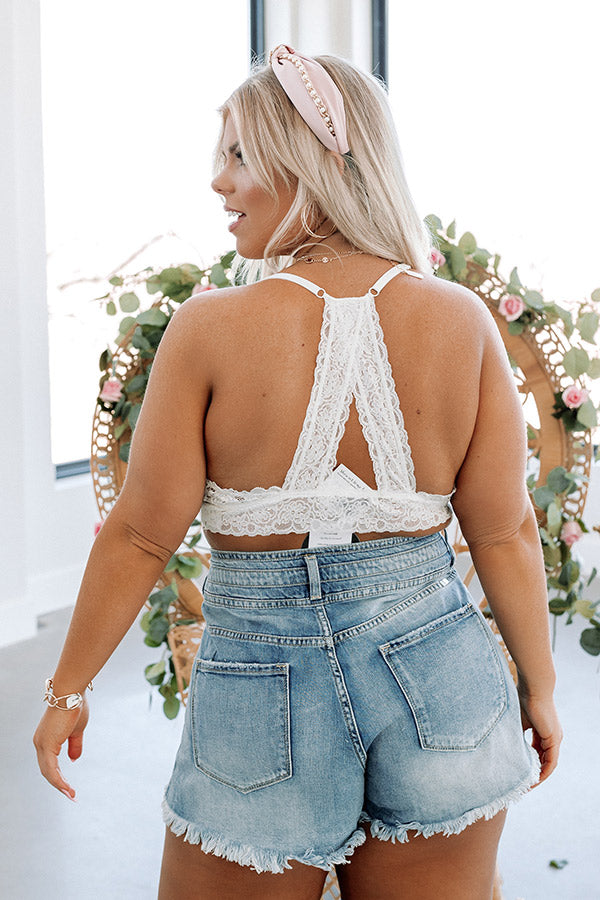 Deepest Desire Lace Racerback Bralette in White Curves Image - 4