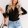 No Drama Ribbed Bodysuit In Black Image - 1