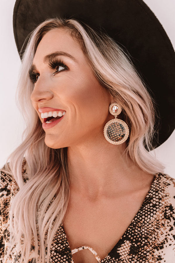 Brunch And Banter Snake Print Earrings In Brown