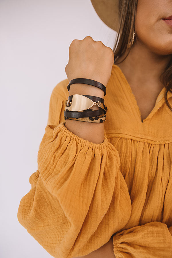 Formal Invitation Leopard Wrap Bracelet In Black