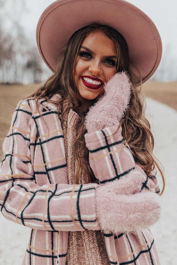 Winter Wonderland Faux Fur Lined Mittens in Blush