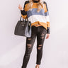Skis Please Color Block Tunic Sweater in Camel Image - 1