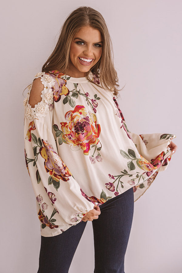 Floral Debut Shift Top In Cream Image - 1