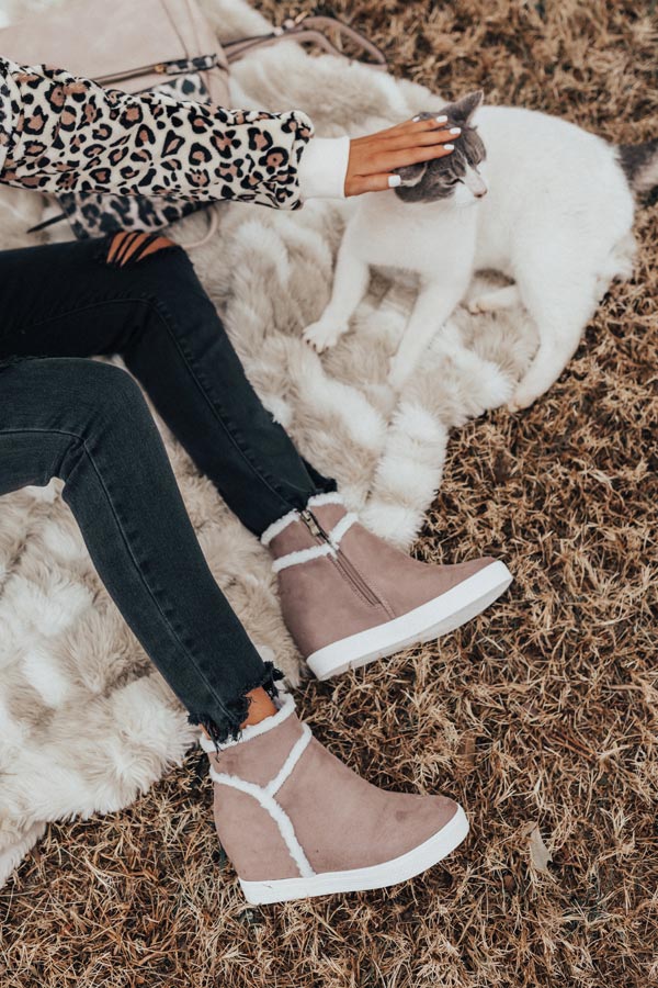 The Bryant Faux Suede Bootie In Taupe