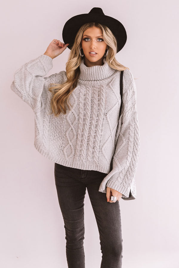 Snow In Love Cable Knit Sweater In Grey Image - 1