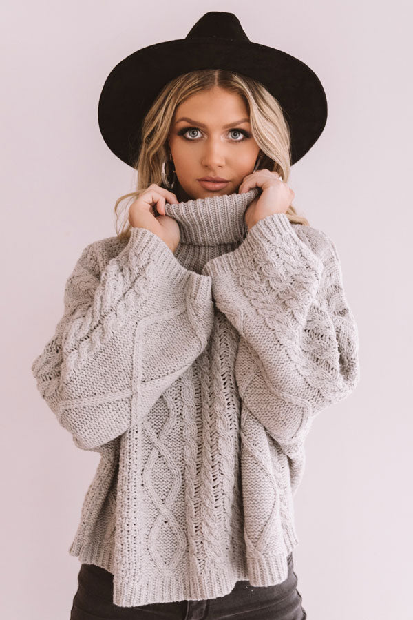 Snow In Love Cable Knit Sweater In Grey Image - 2