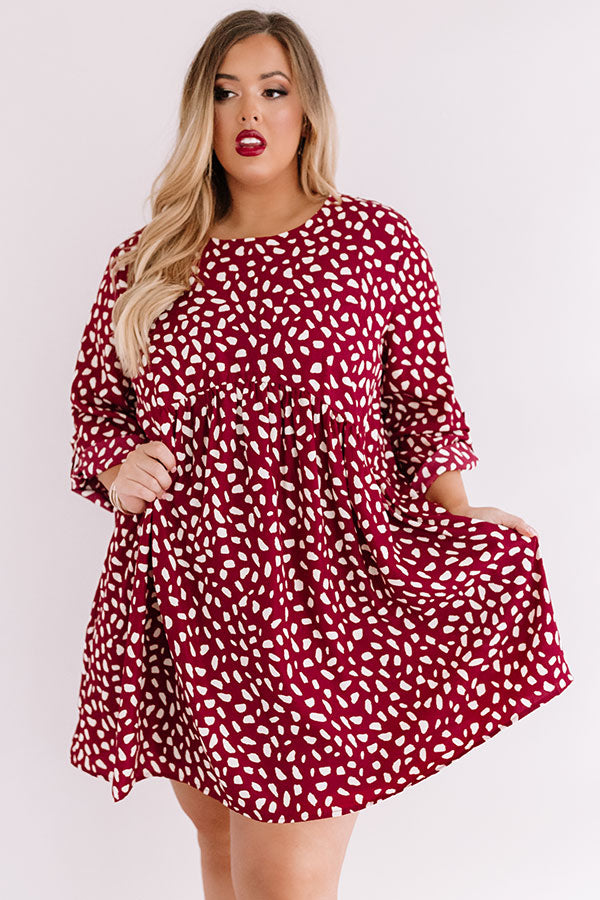 Upstate Adventures Babydoll Dress In Maroon  Curves Image - 3