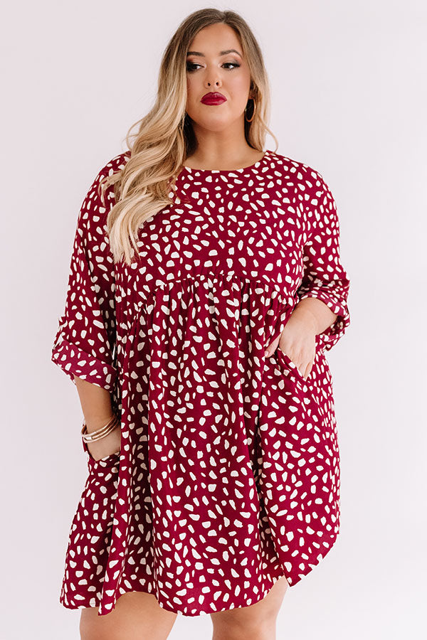 Upstate Adventures Babydoll Dress In Maroon  Curves Image - 1