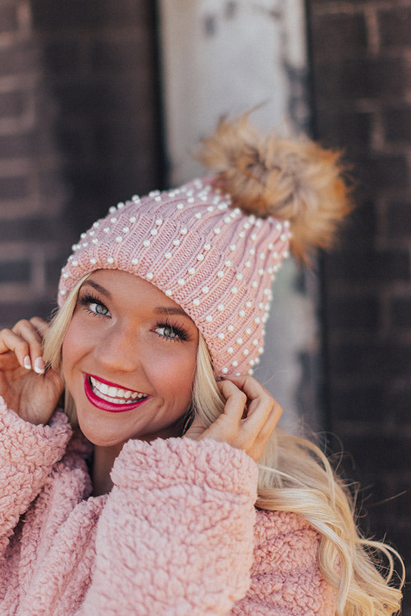 Fa-La-La Fabulous Faux Fur Pom Beanie In Pink