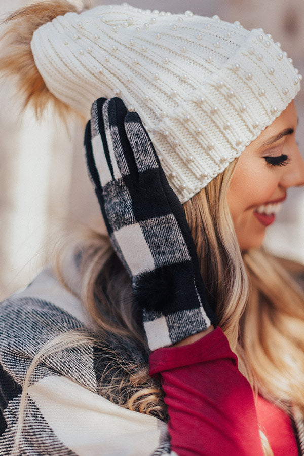 Snow Divine Smart Touch Plaid Gloves In Black