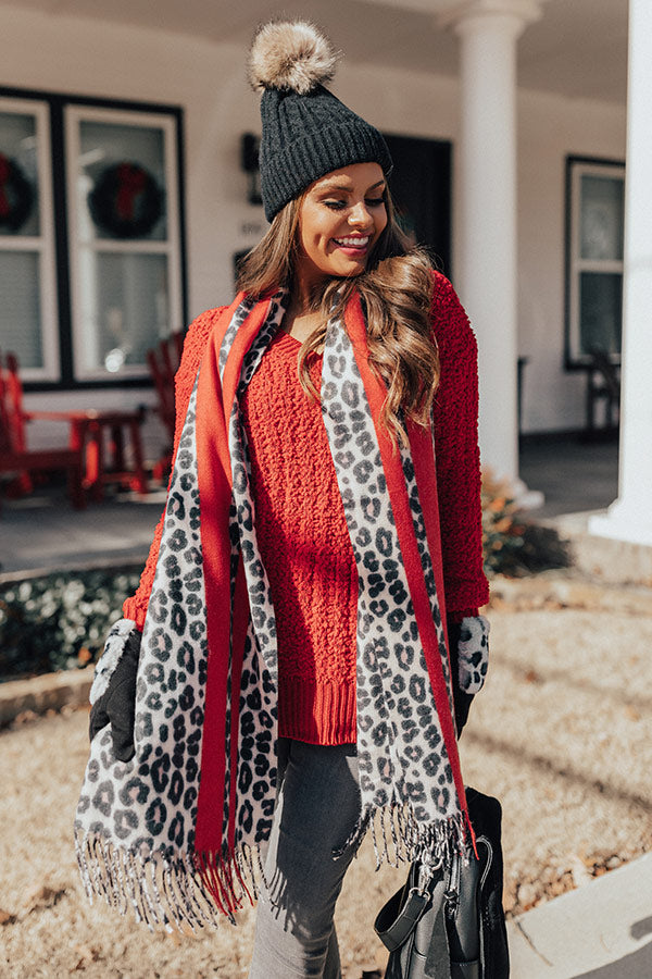 London Snowfall Leopard Scarf