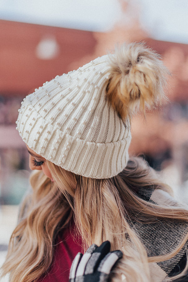 Fa-La-La Fabulous Faux Fur Pom Beanie In Ivory