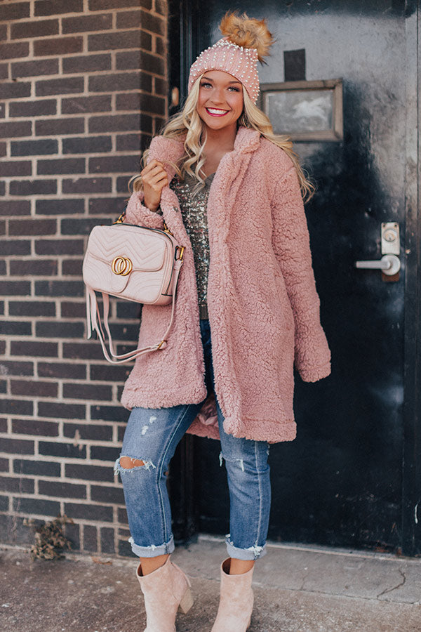London Snowfall Sherpa Coat in Blush