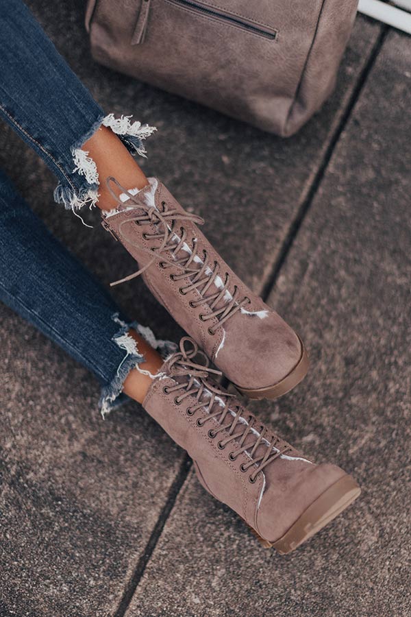 The Ashton Faux Fur Lined Boot In Taupe Image - 2