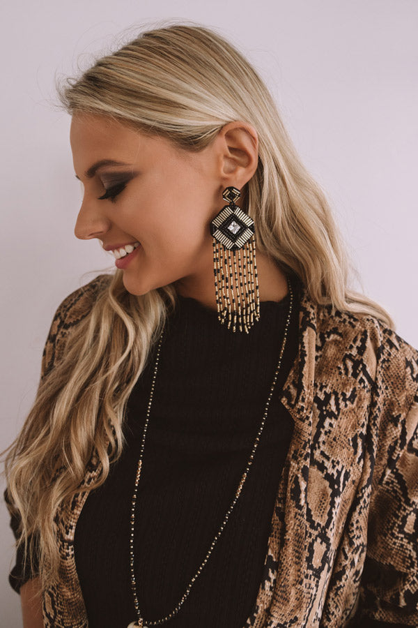 Festive Mood Beaded Earrings in Black