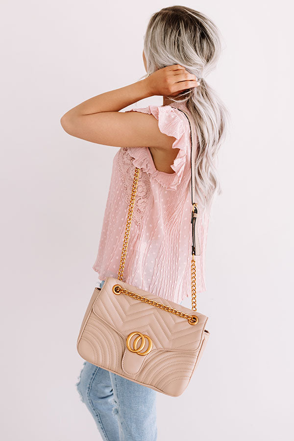 City Sleek Quilted Crossbody in Iced latte